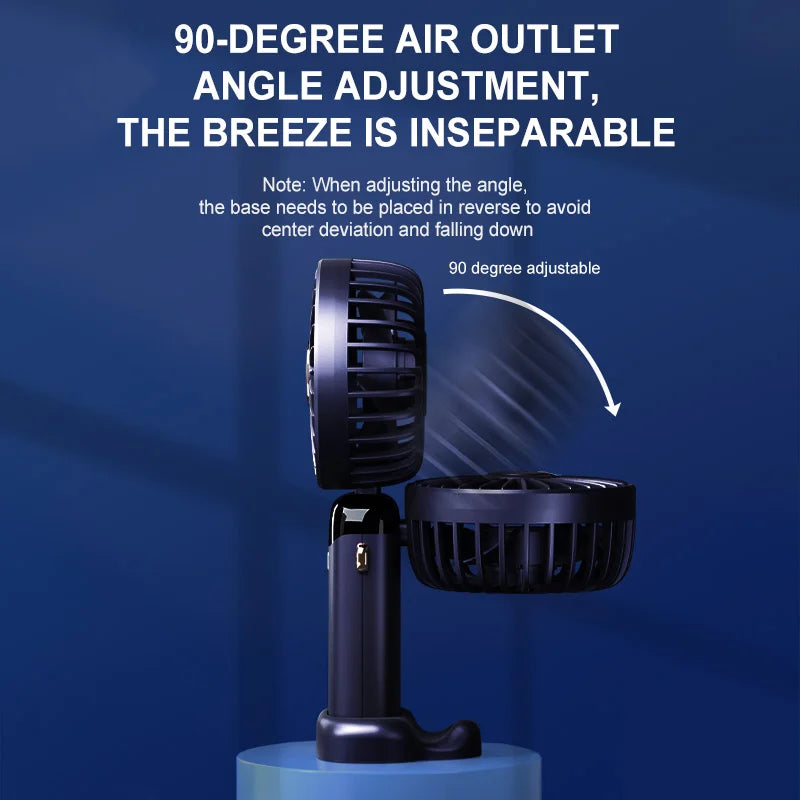 Electric Handheld Fan Portable Mini Fan Foldable Neck Hanging Fans 5 Speed USB Rechargeable Fan with LED Display Screen 1800Mah