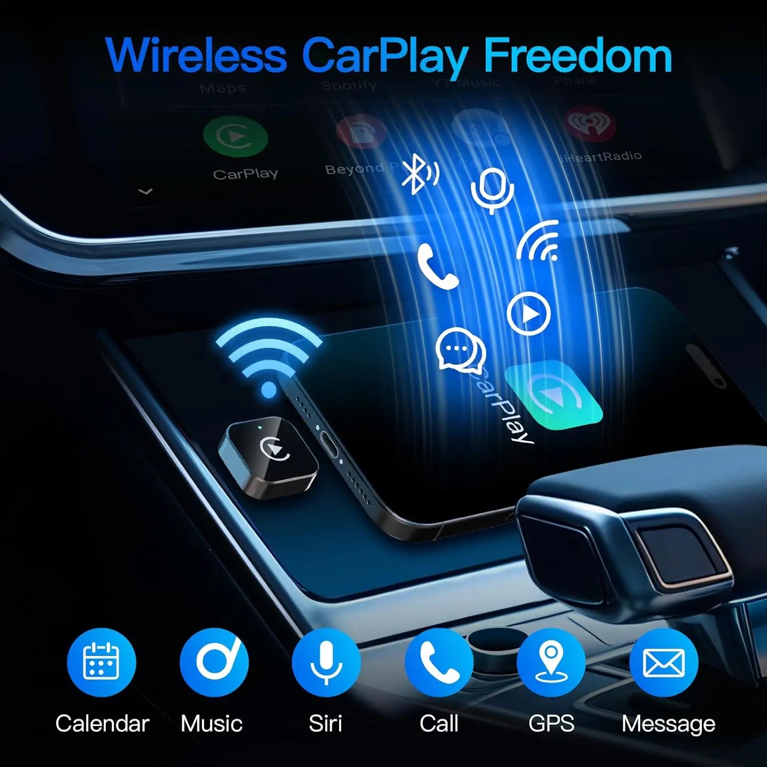 Experience Seamless Connectivity with the 2026 Upgraded Wireless Carplay Adapter for Apple iPhone & Android - Compact, Plug and Play, Fast and Reliable!